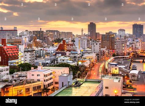 Naha, Okinawa, Japan downtown skyline at dawn from Tomari Port Stock Photo - Alamy