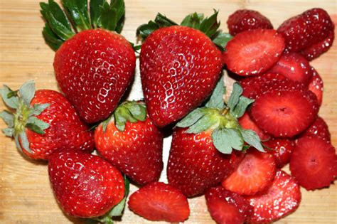 Fresh Strawberries On A Wood Table Free Stock Photo - Public Domain Pictures