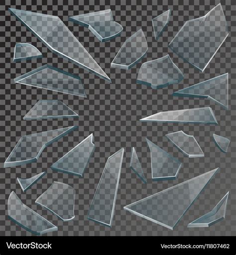 Realistic shards broken glass with transparency Vector Image