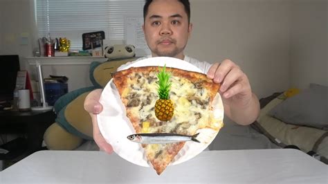 Pineapple ANCHOVY Pizza Mukbang - YouTube