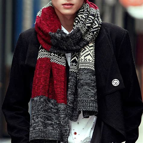 Men For Scarves Knitted Male Cotton Scarf 2018 Fashion Bandana Winter ...