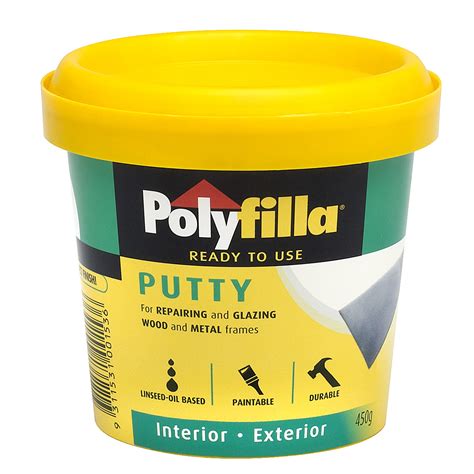 Polyfilla Putty Filler Oil Based Paintable Durable Wood and Metal Exterior 450g