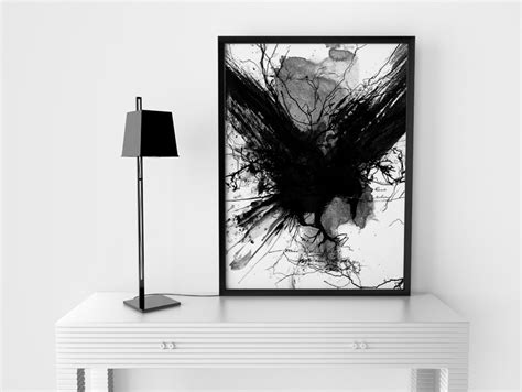 Black Raven Black and White Raven Art Print Raven Poster - Etsy