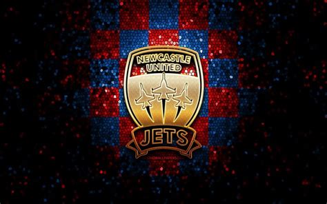 Download wallpapers Newcastle Jets FC, glitter logo, A-League, blue red ...