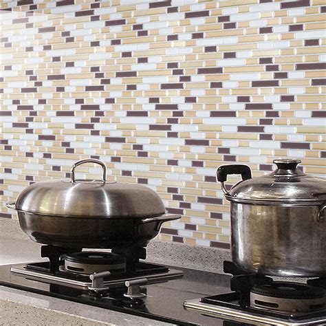 Peel and Stick Wall Tile Kitchen Backsplashes, 12"x12" Set of 10