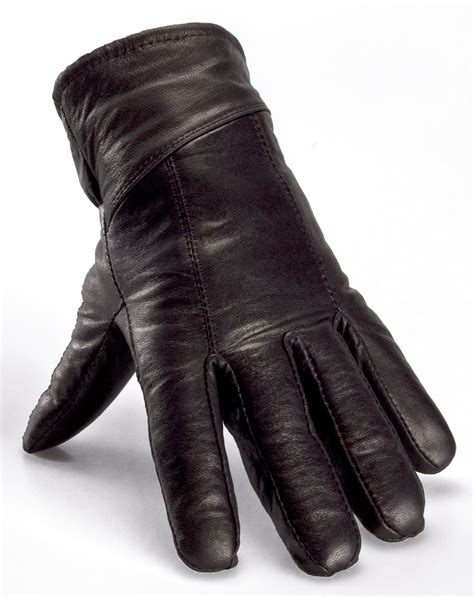 Nordvek Mens Sheepskin Lined Black Real Leather Gloves Genuine Winter ...