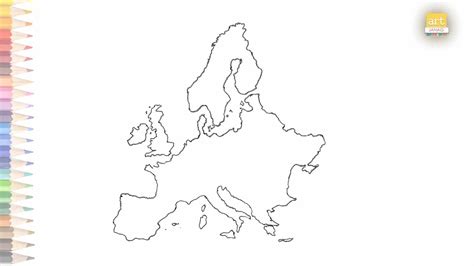 Map of Europe outline drawing easy | How to draw Europe map outline sketch step by step | art ...