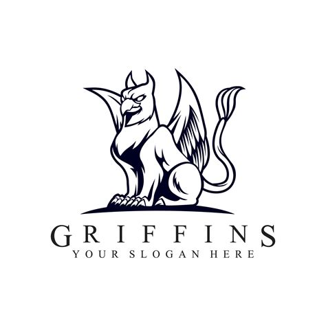 griffin black and white vintage template for labels, emblems, badges or ...