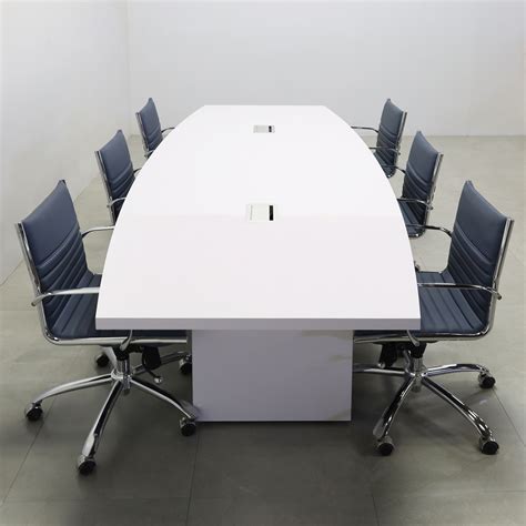 Newton Boat Shaped Conference Table In White Gloss Laminate Top