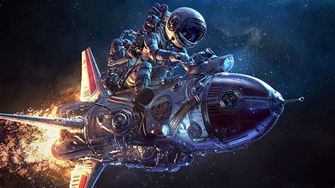 Astronaut With Mini Rocket, artwork, artist, digital-art, astronaut, rocket, HD wallpaper | Peakpx