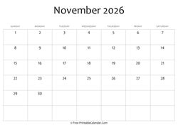 November 2026 Calendar Templates