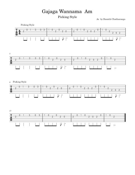 Gajaga Wannama – Damith Chathuranga Sheet music for Guitar (Solo) | Musescore.com