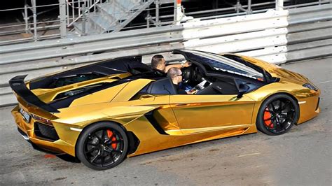 GOLDEN Lamborghini Aventador in Monaco - YouTube