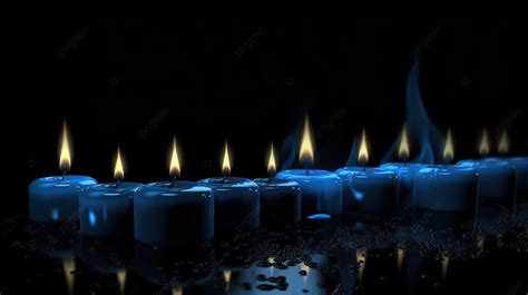 Blue Flames Coming Out Of Blue Candles Background, 3d Render Of Blue ...