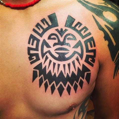 50 Tribal Sun Tattoo Designs For Men - Black Ink Rays