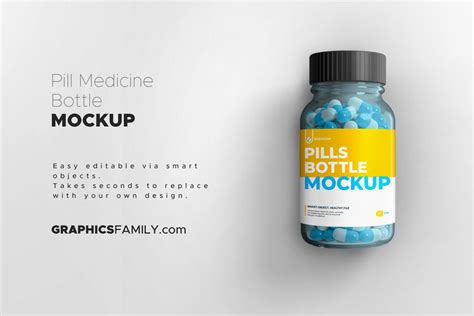 Pill Medicine Bottle Mockup – GraphicsFamily