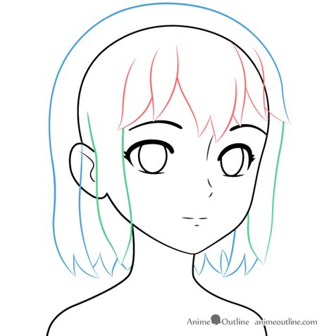 Female Anime Outline Drawing To draw a female face in anime or manga start by drawing a circle ...