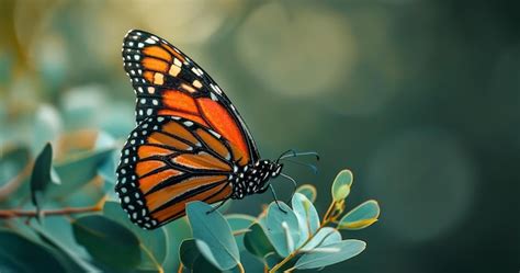 Premium Photo | A big copy space with a monarch butterfly side view sitting on a young tree ...