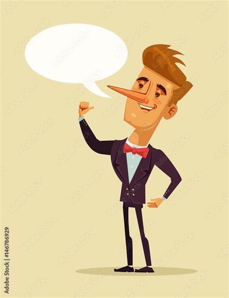 Happy smiling liar office worker businessman telling lie. Vector flat ...