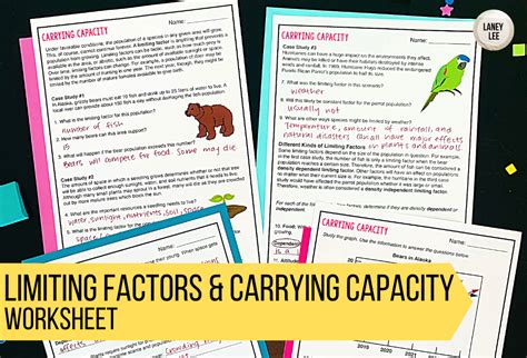 Limiting Factors and Carrying Capacity Worksheet - Laney Lee