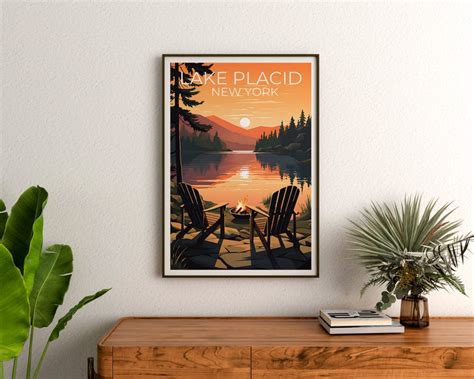 Lake Placid Travel Poster, New York Wall Art, New York Print, Lake ...