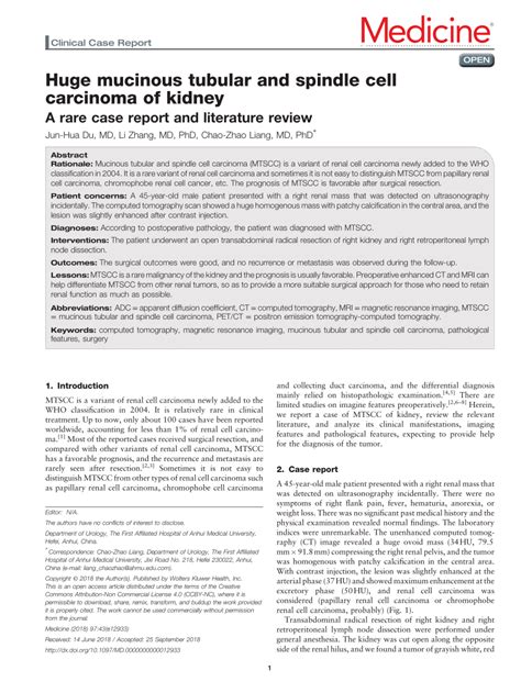 (PDF) Huge mucinous tubular and spindle cell carcinoma of kidney: A rare case report and ...