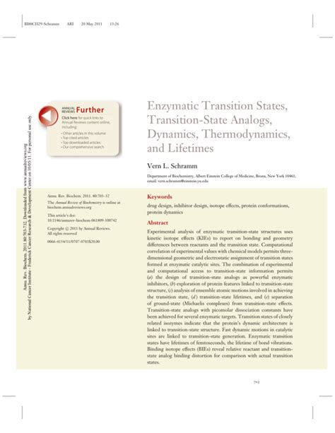 Enzymatic Transition States, Transition-State Analogs