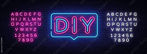 DIY letters Neon Text Vector. Do It Yourself neon sign, design template ...