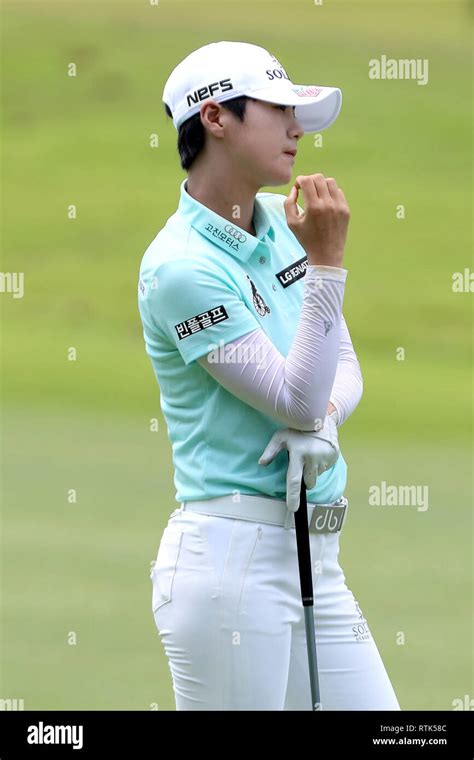 Singapore. 2nd Mar, 2019. Sung Hyun Park of South Korea reacts to her ...