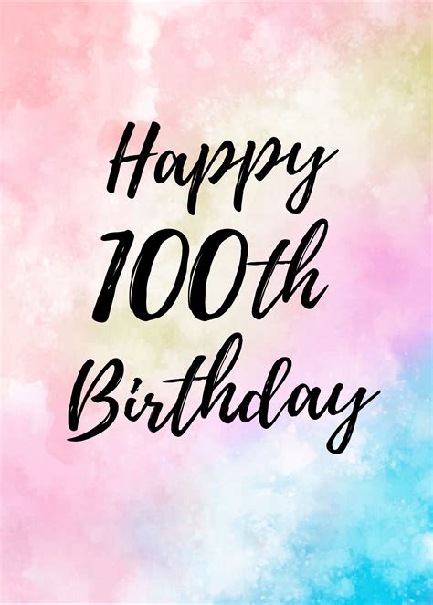 Custom Printable 100th Birthday Greeting, Downloadable 100th Birthday ...