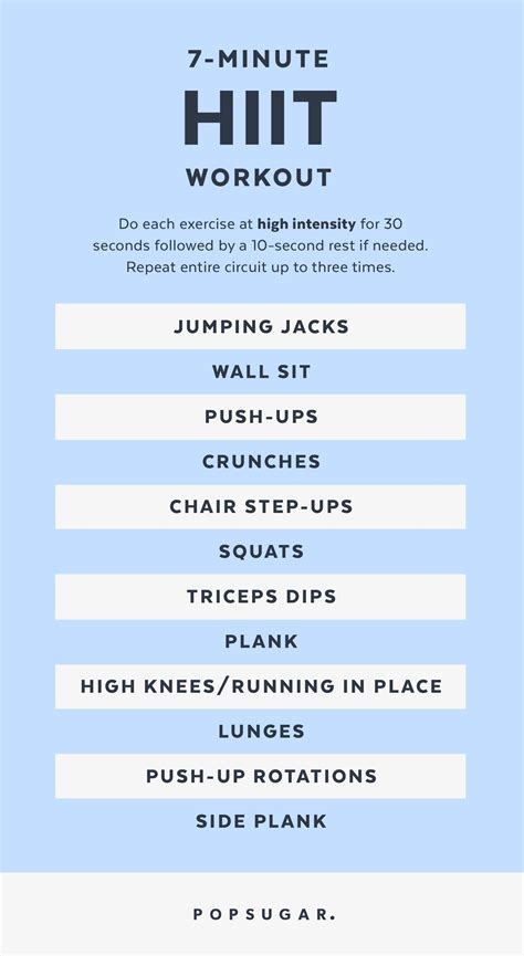 7-Minute HIIT Workout Printable Poster | POPSUGAR Fitness