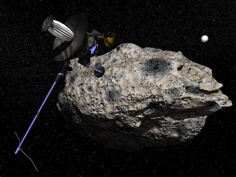 Galileo Spacecraft Discovering Dactyl Orbiting The Asteroid Ida Stock ...