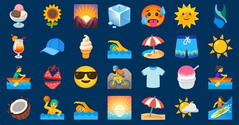 🌞 Verão Emojis 🍨 🫠 🚣‍♀️ ☀️ 🏄‍♀️ 🍉 🚣