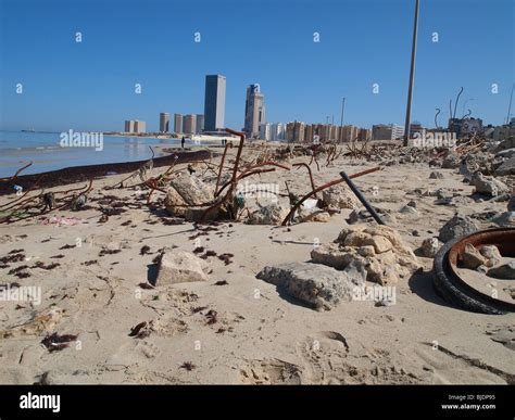 Central Tripoli beach, Mediterranean, Libya Stock Photo - Alamy