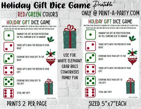 DICE GAME | Holiday Dice Game | Christmas Dice Game | Pass The Present – PrintAParty