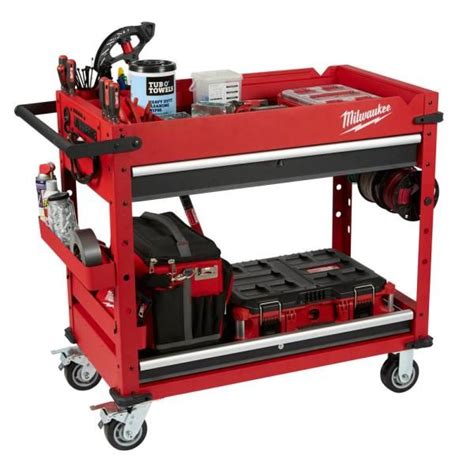 Milwaukee 40 in. 2-Drawer Steel Work Cart-48-22-8590 - The Home Depot ...