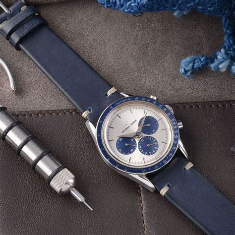 Blue Ink Leather Watch Strap