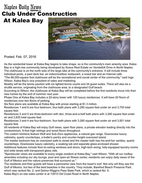 Naples Daily News - Kalea Bay February 2016