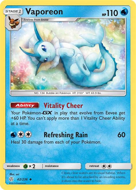 Vaporeon 42 (Cosmic Eclipse 2019) Pokemon Card