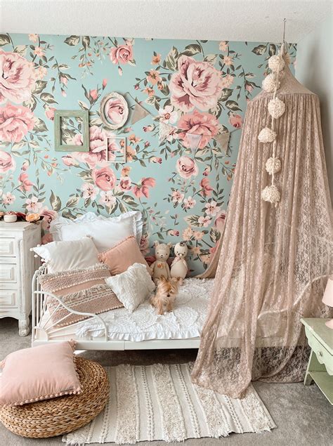 Floral Kids Wallpaper | Girls bedroom wallpaper, Vintage kids room, Kids bedroom decor