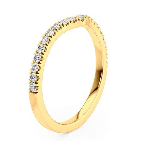 14k Yellow Gold Diamond Petite Curved Band - Derco Diamonds