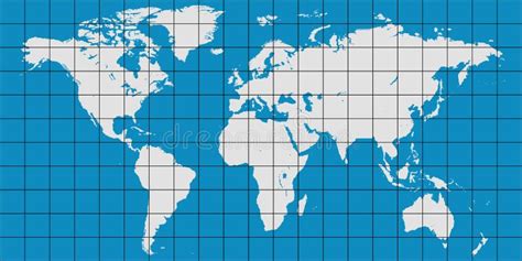 World Map with Coordinate Grid and Meridian and Parallel, Map of Planet Earth Stock Vector ...