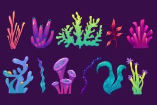 Coral Reef Underwater Set with Algae Graphic by smirnova.26051994 ...
