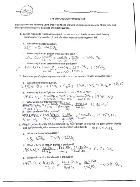 Free Printable Gas Stoichiometry Worksheets - Worksheets Library