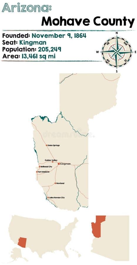 Mohave County, Arizona Outline Map Set Stock Vector - Illustration of ...