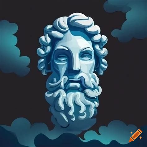 Cartoon of zeus controlling lightning in the clouds on Craiyon