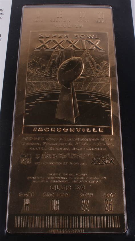 Super Bowl XXXIX Commemorative Score Card with 22kt Gold Ticket | Pristine Auction