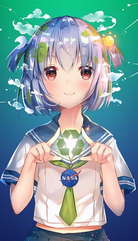 1366x768px, 720P free download | Earth Chan, anime, chan, earth, fille, flat, galaxy, girl ...