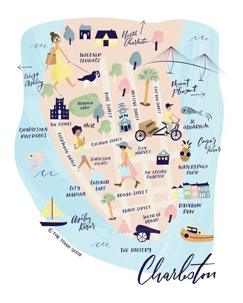 the charleston weekender's guide to charleston | Charleston map, Charleston map print, Map art print