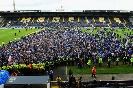 Pompey Fans Crowd On Pitch Waiting Editorial Stock Photo - Stock Image ...